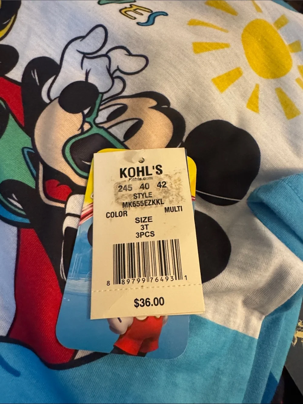 Disney Light Blue Mickey Mouse 'Making Waves' Tee, Tank & Shorts Set